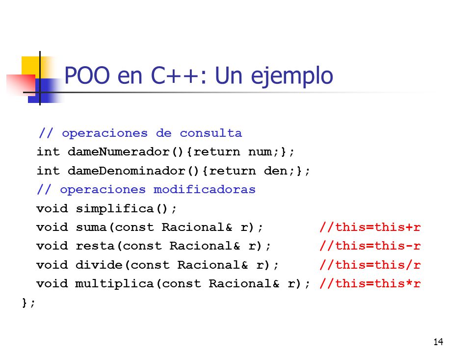 POO en C++: Un ejemplo // operaciones de consulta