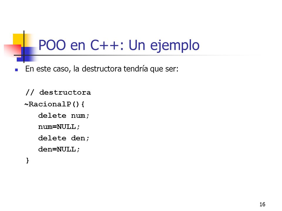 POO en C++: Un ejemplo // destructora