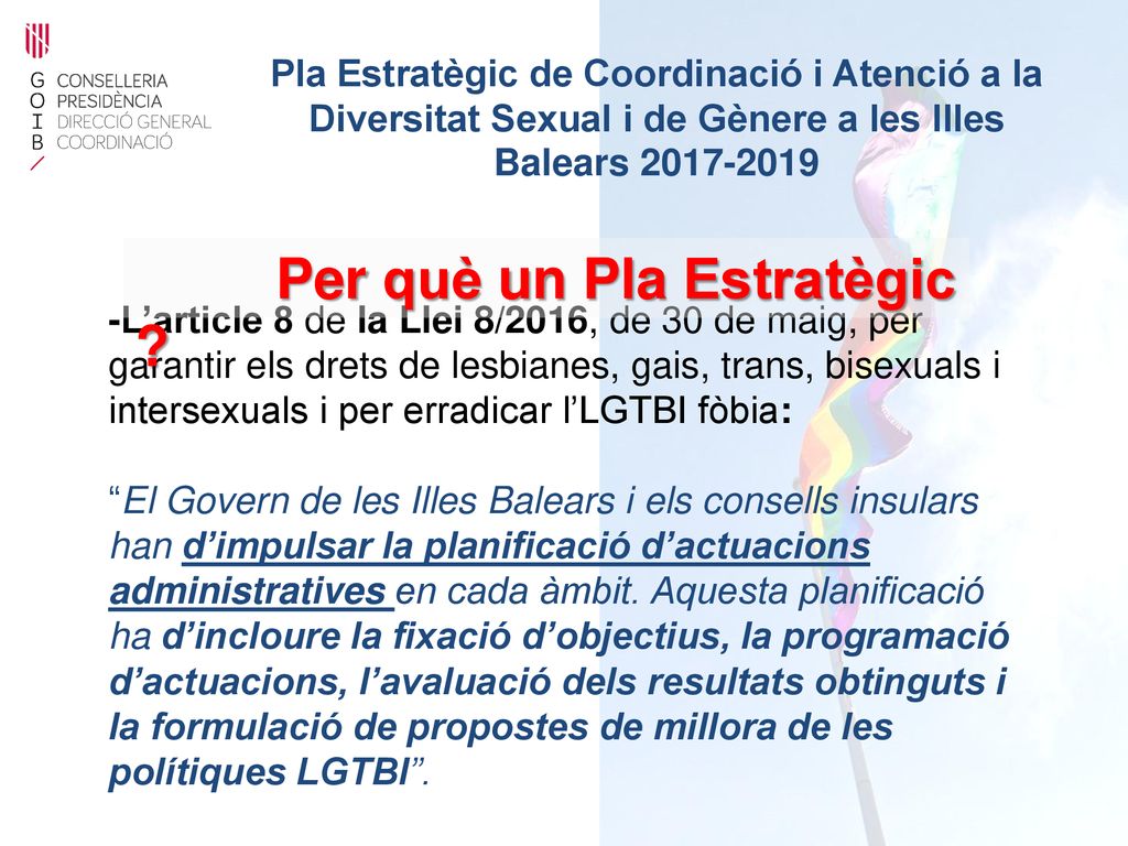 Pla Estratègic de Coordinació i Atenció a la Diversitat Sexual i de Gènere a les Illes Balears