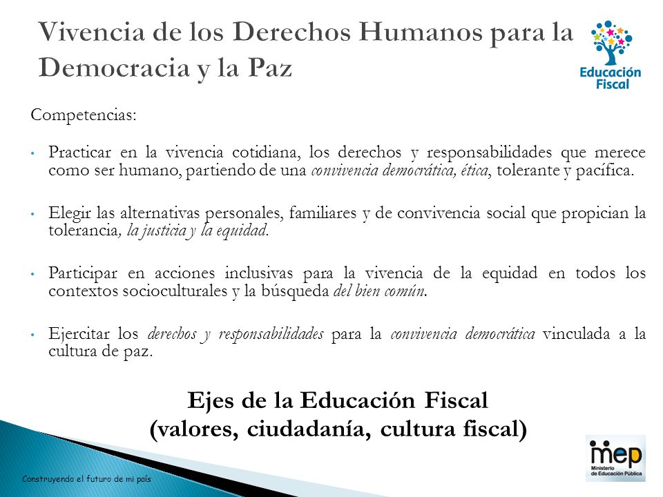 Vivencia de los Derechos Humanos para la Democracia y la Paz