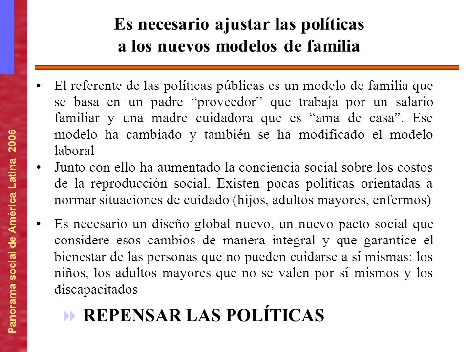 Es necesario ajustar las políticas a los nuevos modelos de familia