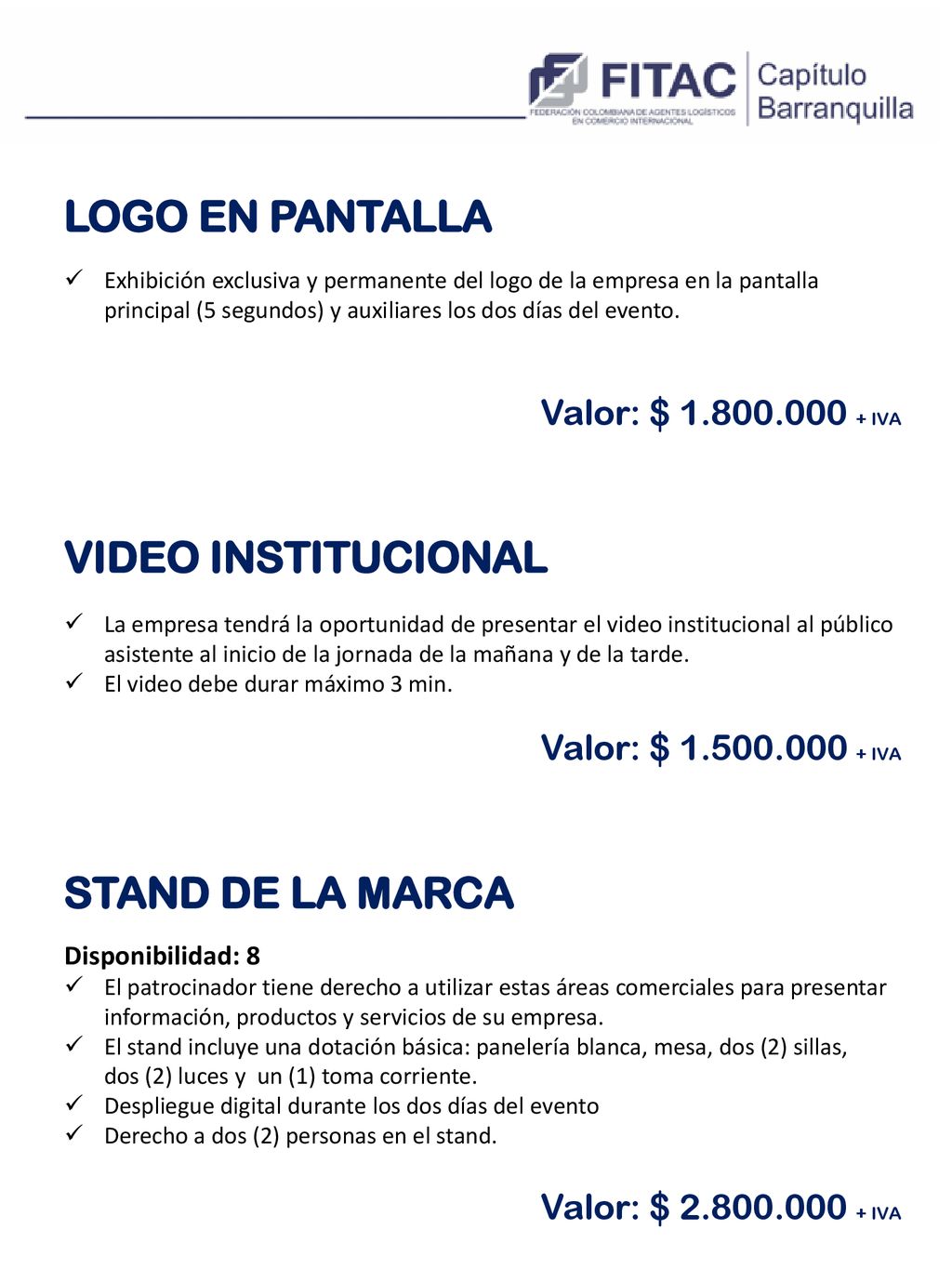 LOGO EN PANTALLA VIDEO INSTITUCIONAL STAND DE LA MARCA