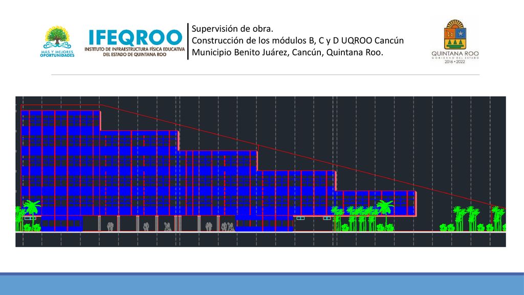 Supervisión de obra. Construcción de los módulos B, C y D UQROO Cancún.