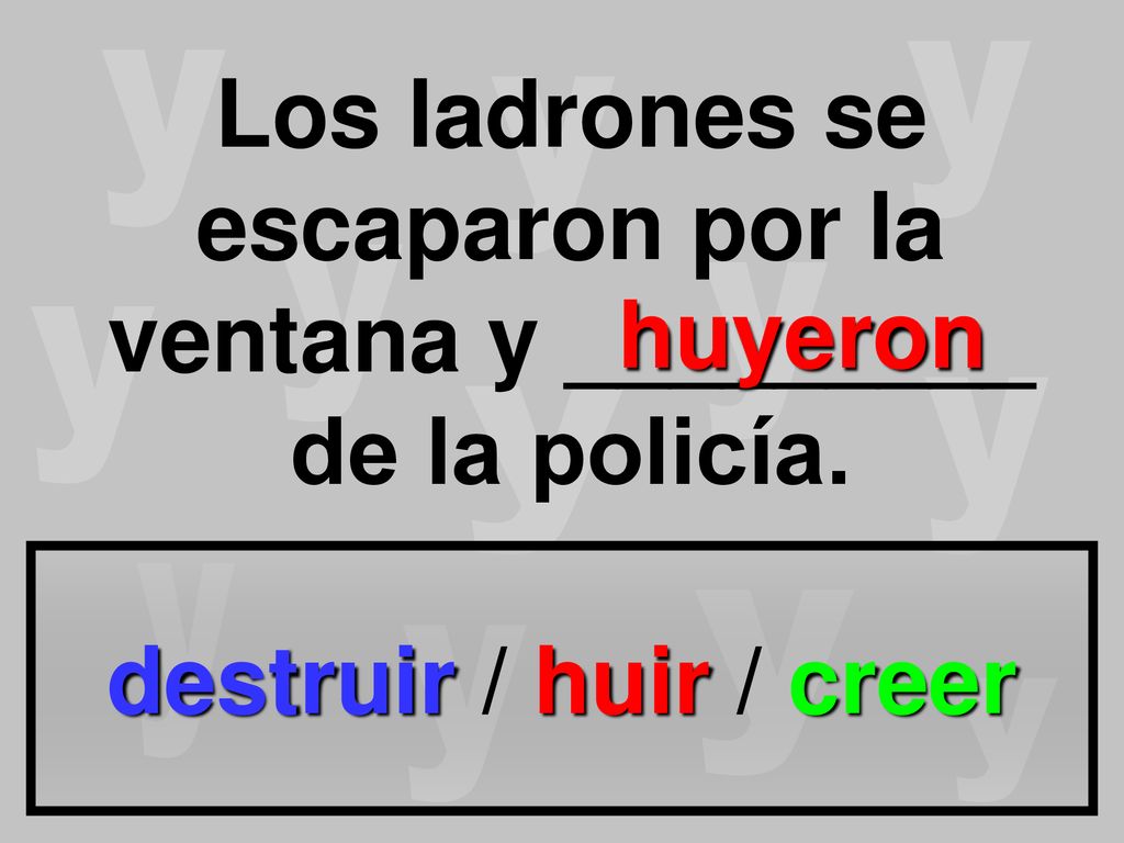 Los ladrones se escaparon por la ventana y _________ de la policía.