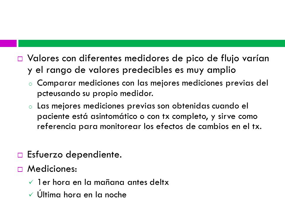 Valores con diferentes medidores de pico de flujo varían y el rango de valores predecibles es muy amplio
