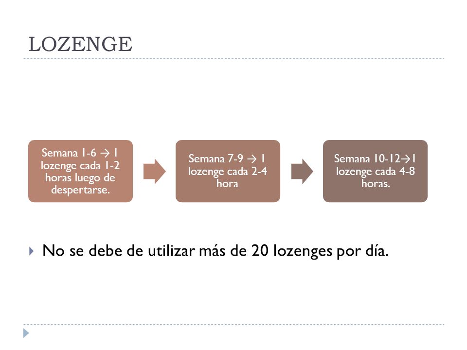 LOZENGE No se debe de utilizar más de 20 lozenges por día.