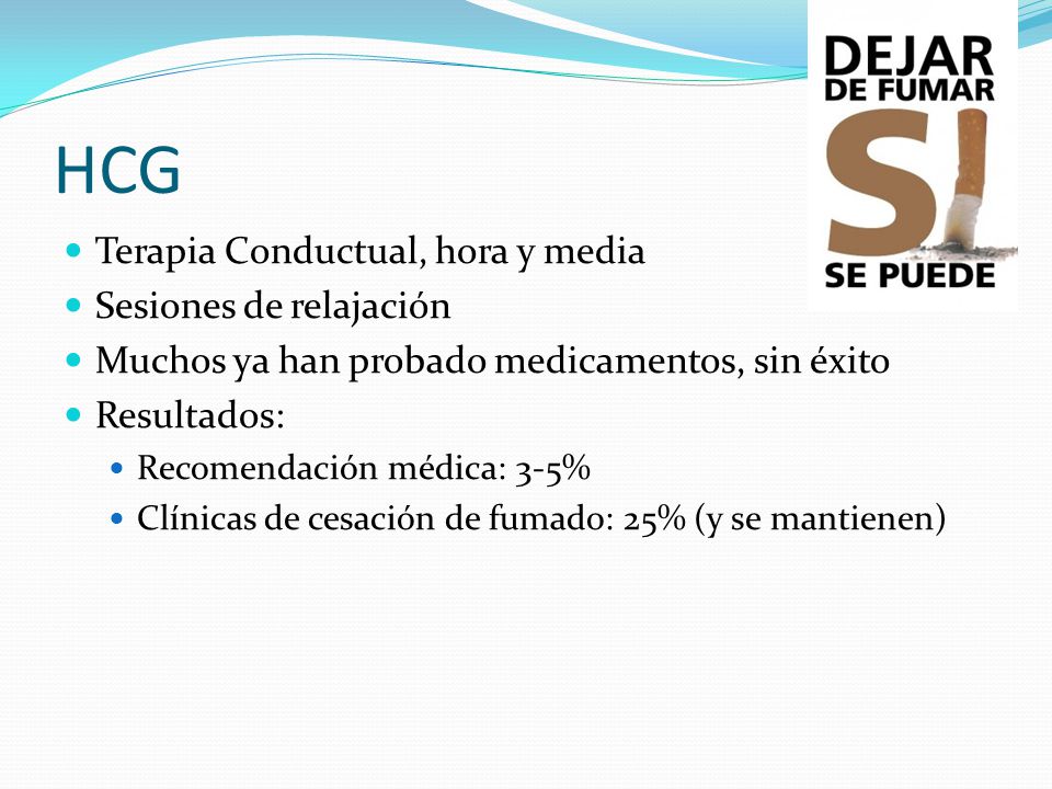HCG Terapia Conductual, hora y media Sesiones de relajación