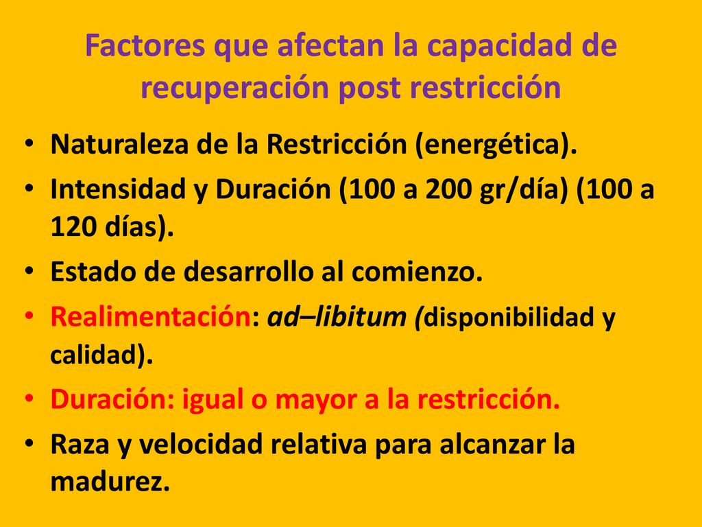 Factores que afectan la capacidad de recuperación post restricción