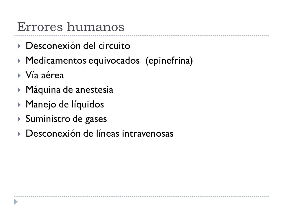 Errores humanos Desconexión del circuito