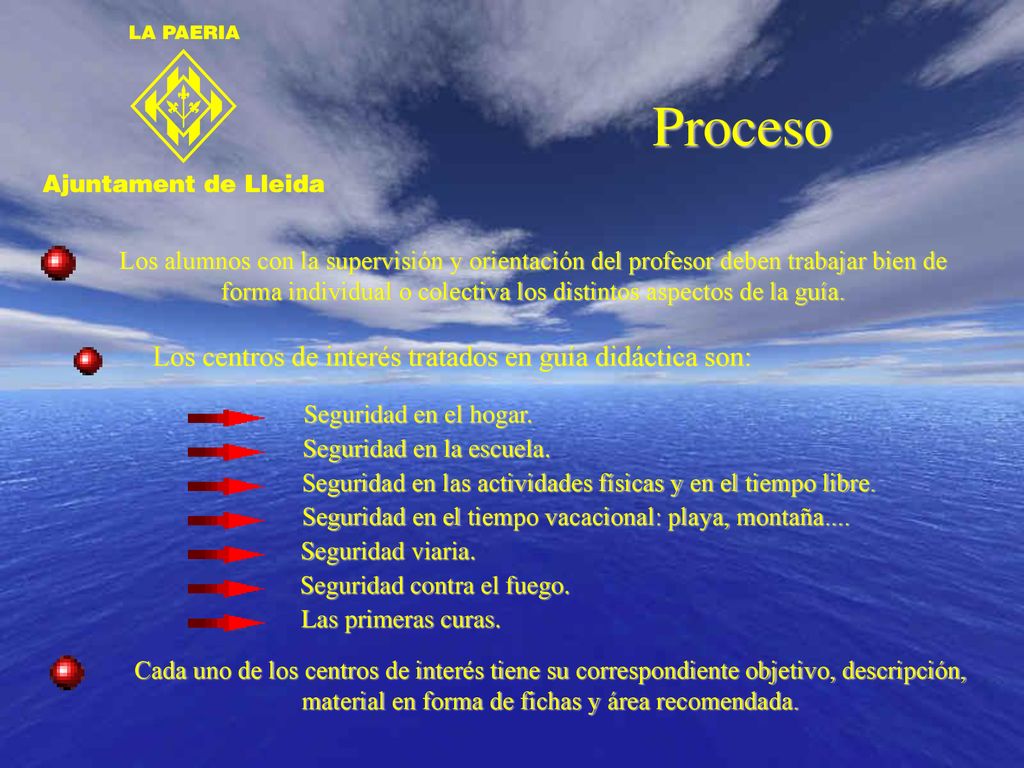 Proceso Los centros de interés tratados en guía didáctica son: