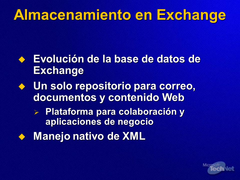 Almacenamiento en Exchange
