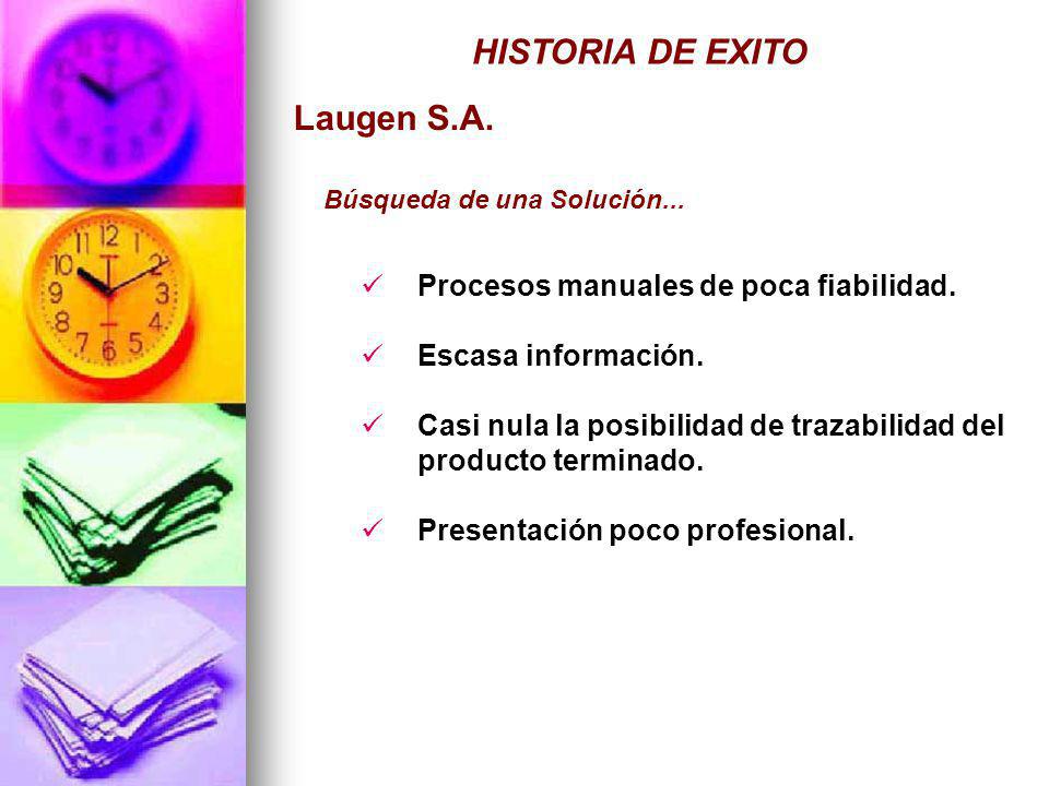 HISTORIA DE EXITO Laugen S.A. Procesos manuales de poca fiabilidad.