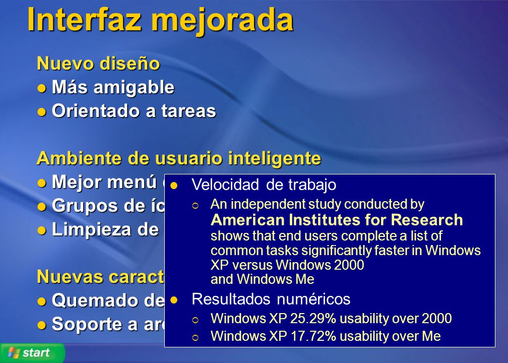 Interfaz mejorada Nuevo diseño Más amigable Orientado a tareas