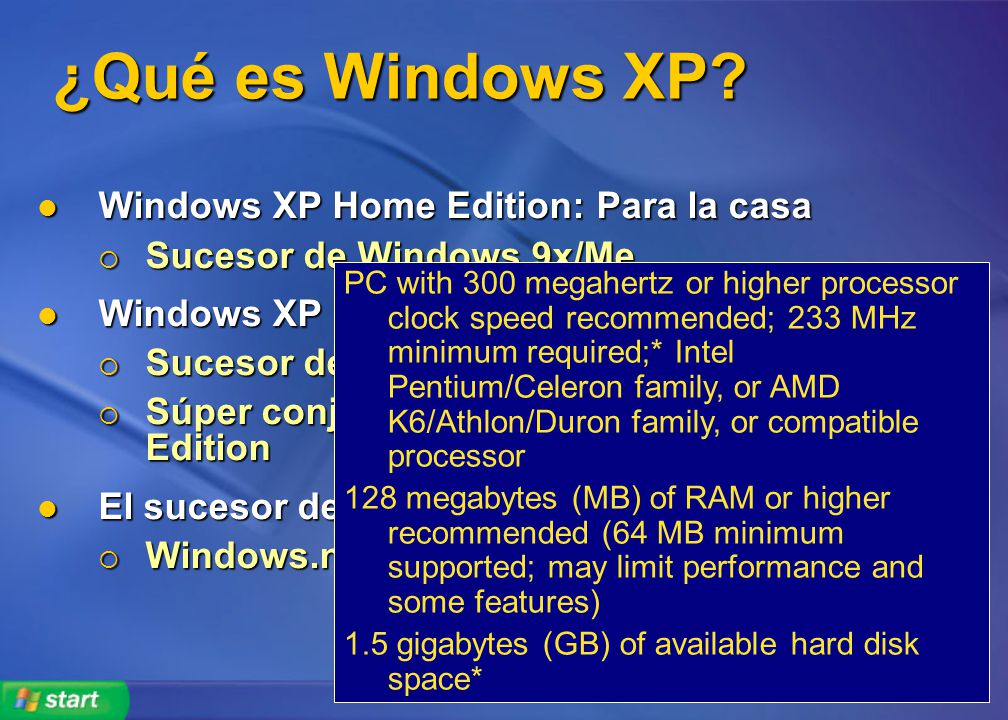 ¿Qué es Windows XP Windows XP Home Edition: Para la casa