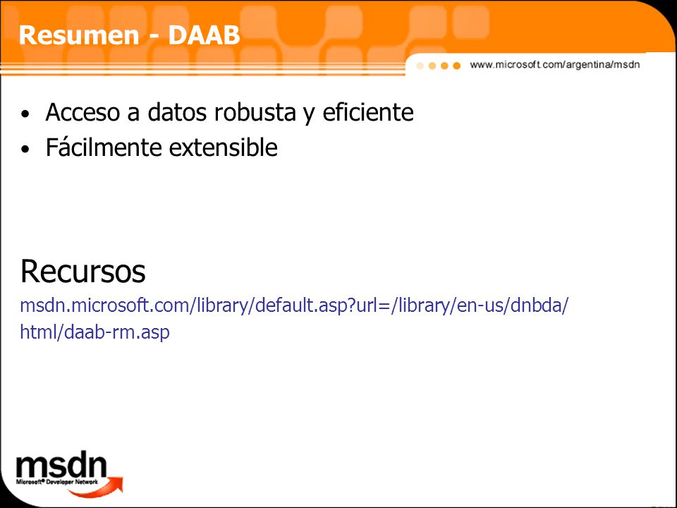 Recursos Resumen - DAAB Acceso a datos robusta y eficiente