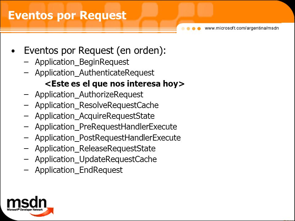 Eventos por Request Eventos por Request (en orden):