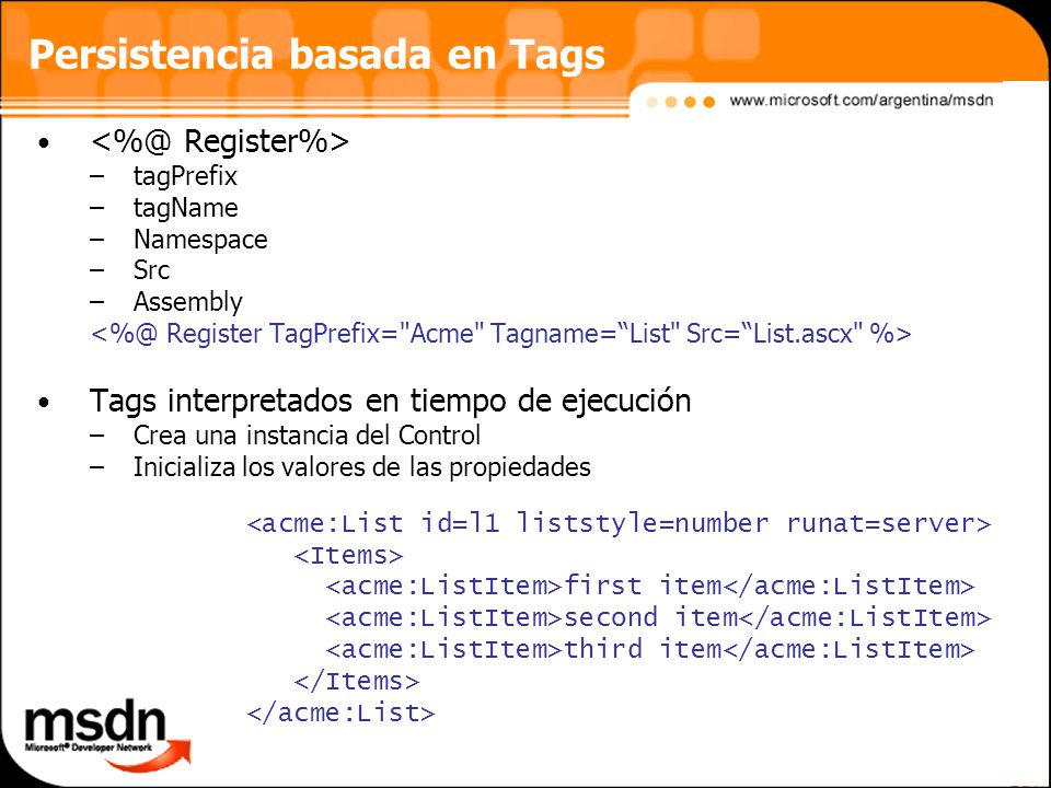 Persistencia basada en Tags