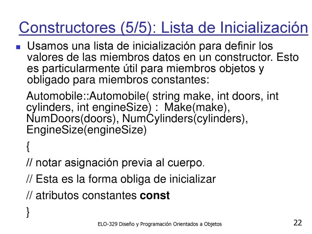 Constructores (5/5): Lista de Inicialización