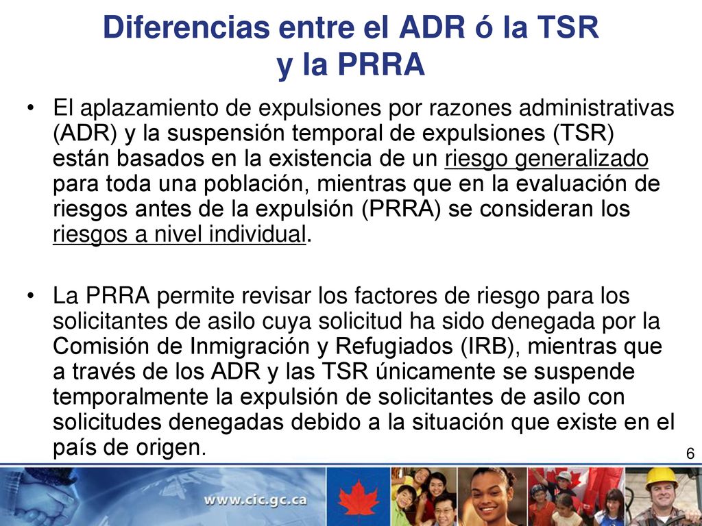 Diferencias entre el ADR ó la TSR y la PRRA