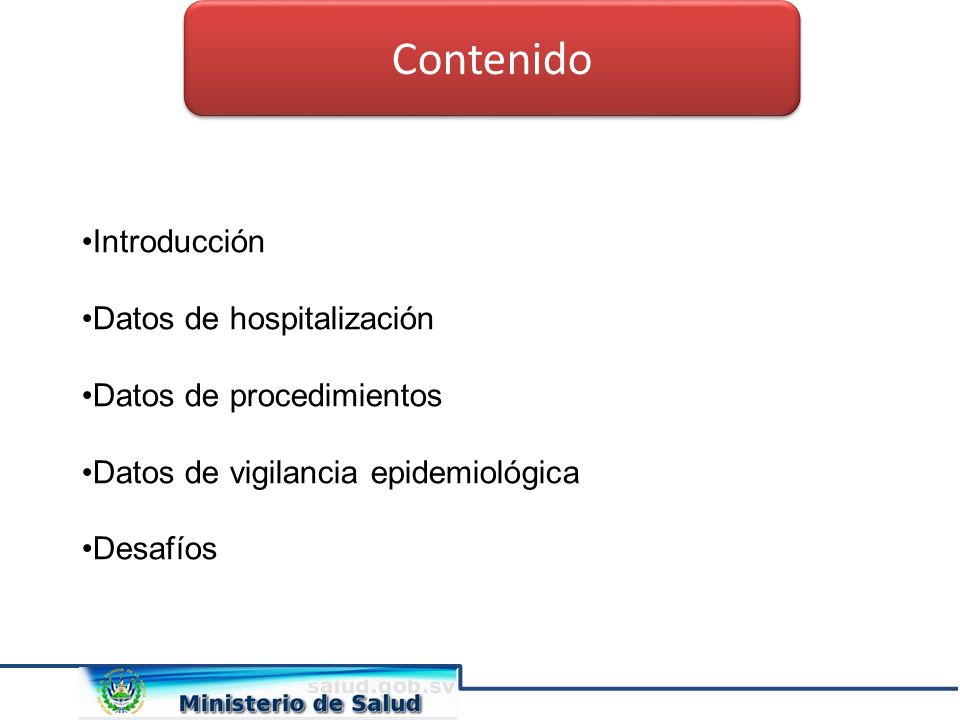Contenido Introducción Datos de hospitalización