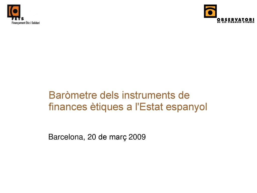 Baròmetre dels instruments de finances ètiques a l Estat espanyol