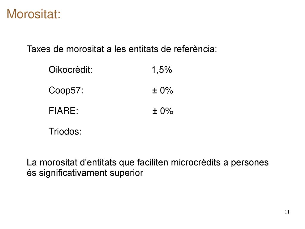 Morositat: Taxes de morositat a les entitats de referència: