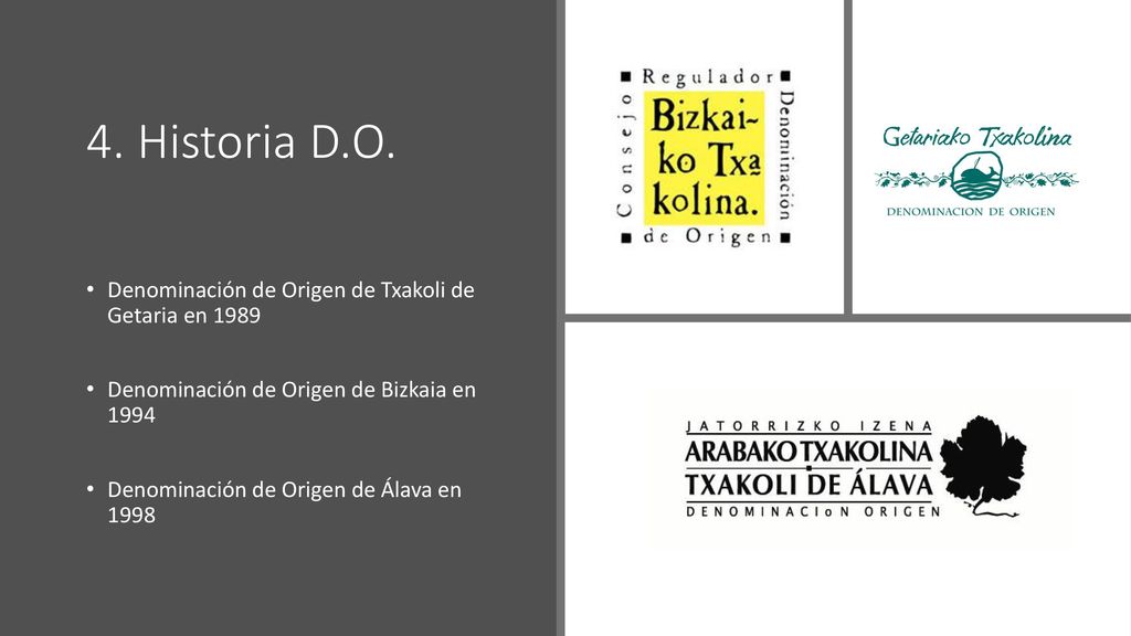 4. Historia D.O. Denominación de Origen de Txakoli de Getaria en 1989