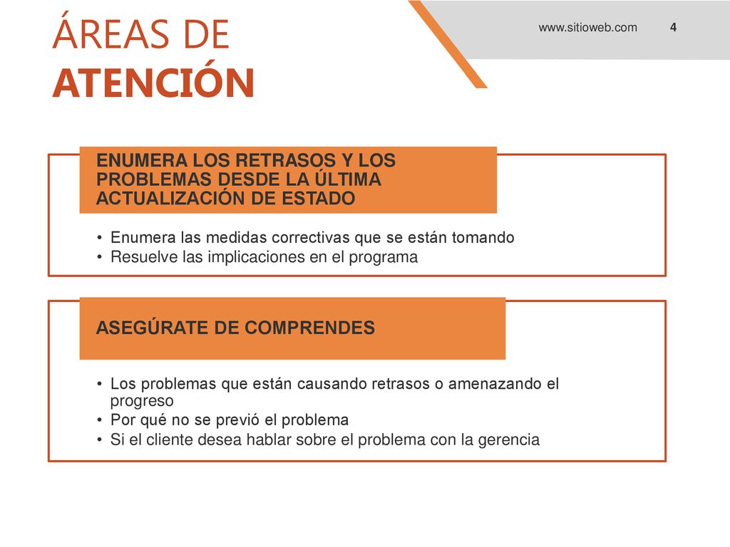 ÁREAS DE ATENCIÓN   Enumera las medidas correctivas que se están tomando. Resuelve las implicaciones en el programa.
