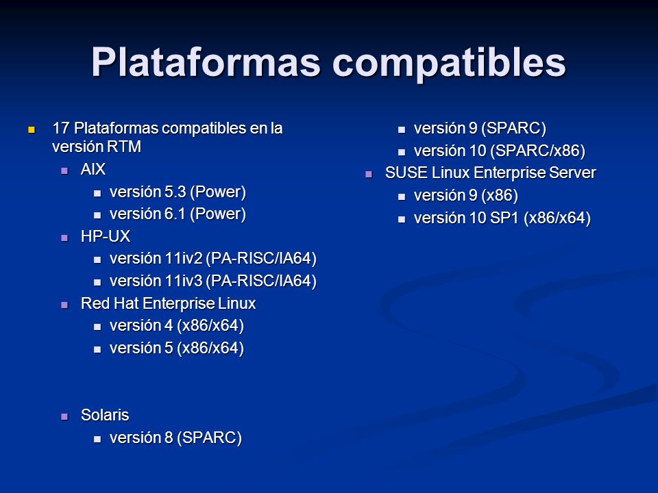 Plataformas compatibles