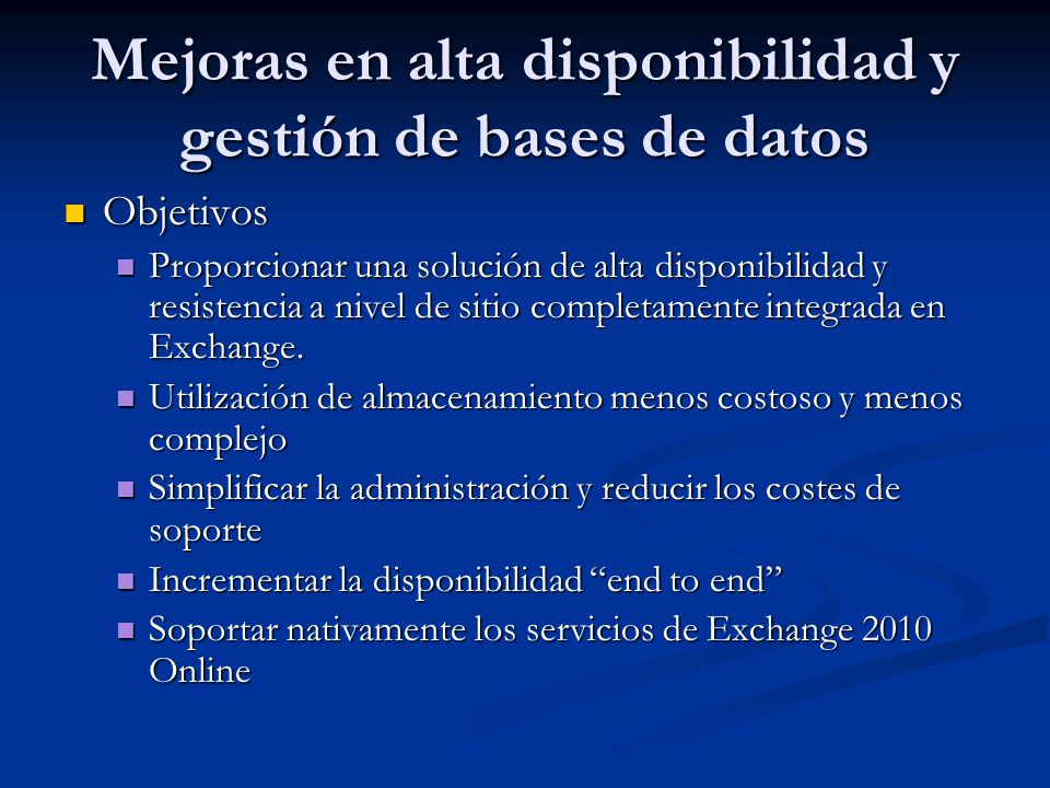 Mejoras en alta disponibilidad y gestión de bases de datos
