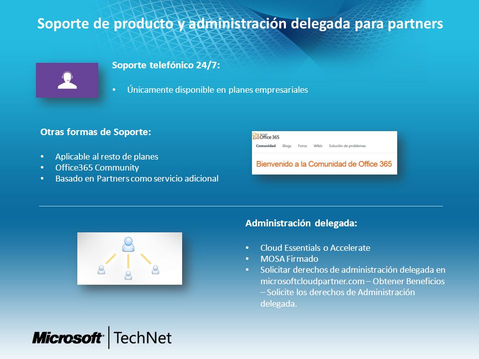 Soporte de producto y administración delegada para partners