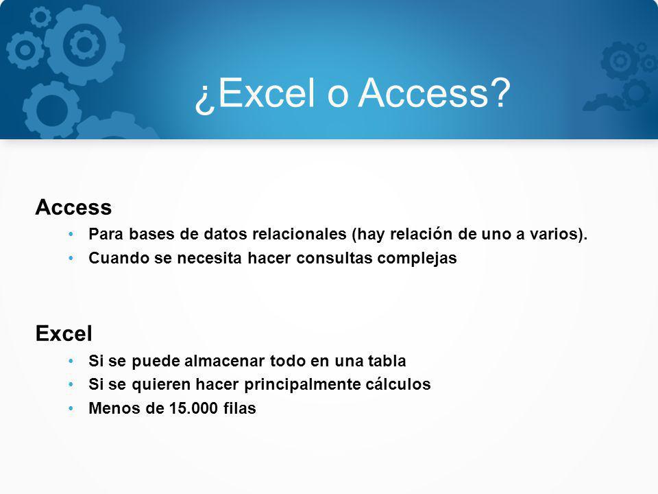 ¿Excel o Access Access Excel