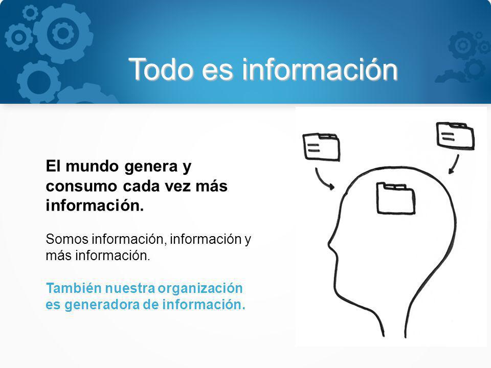 Todo es información El mundo genera y consumo cada vez más información. Somos información, información y más información.