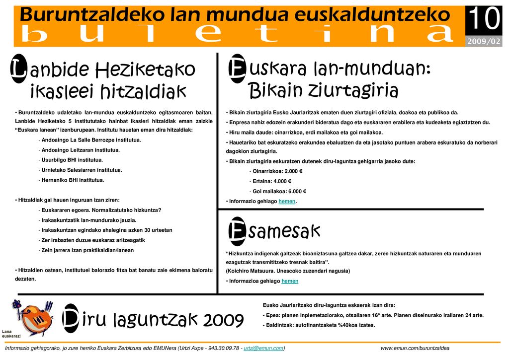 10 buletina E E Buruntzaldeko lan mundua euskalduntzeko L D