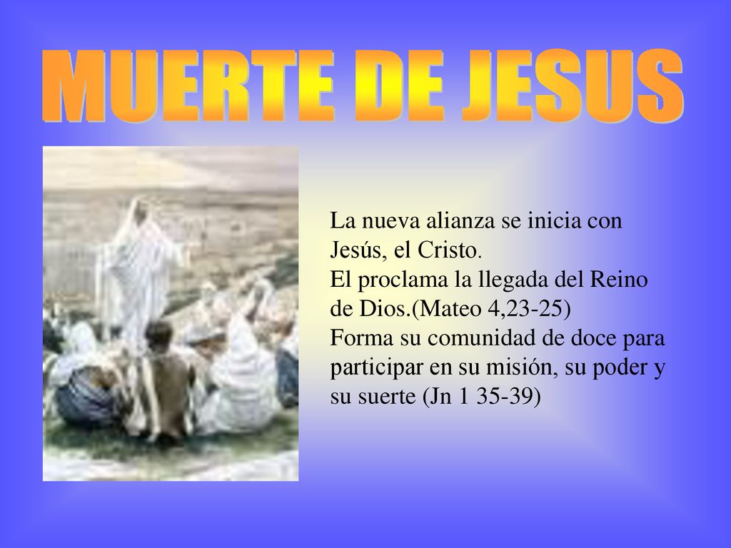 MUERTE DE JESUS La nueva alianza se inicia con Jesús, el Cristo.