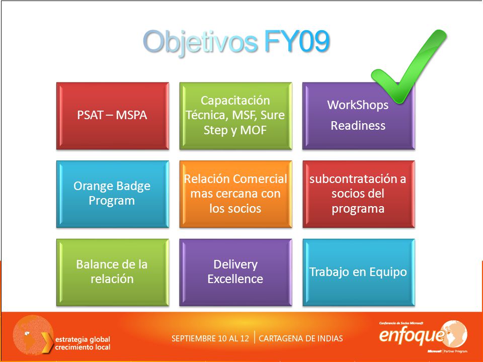 Objetivos FY09 PSAT – MSPA Capacitación Técnica, MSF, Sure Step y MOF