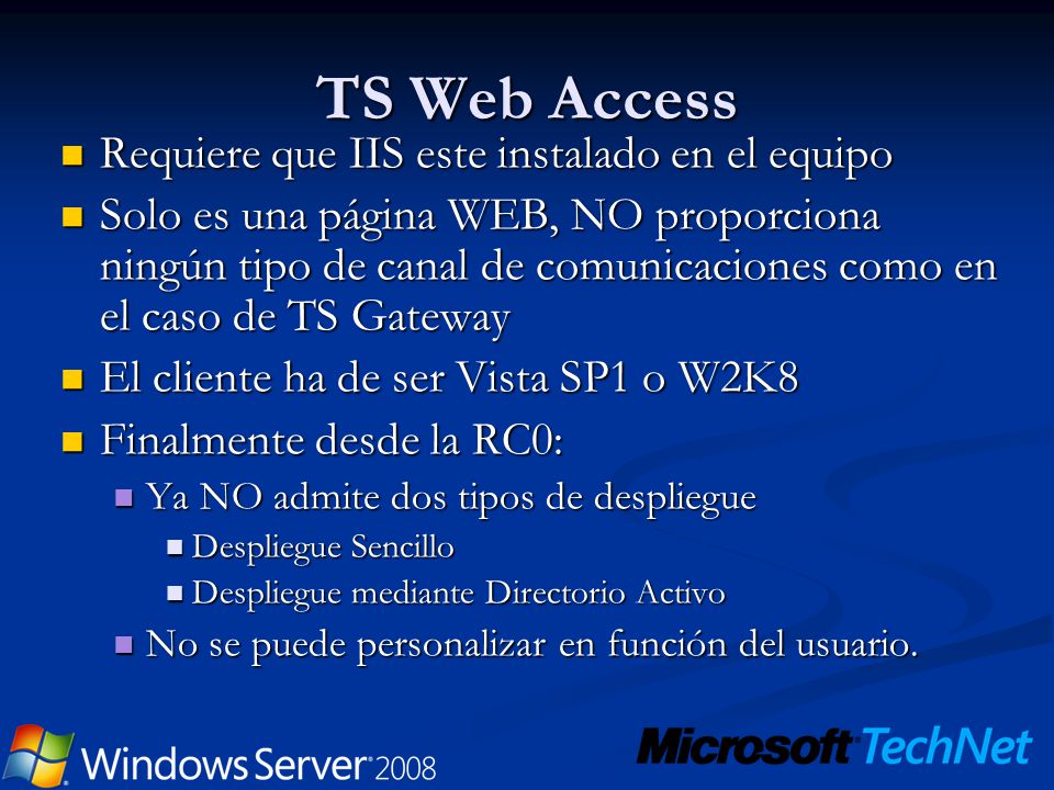 TS Web Access Requiere que IIS este instalado en el equipo