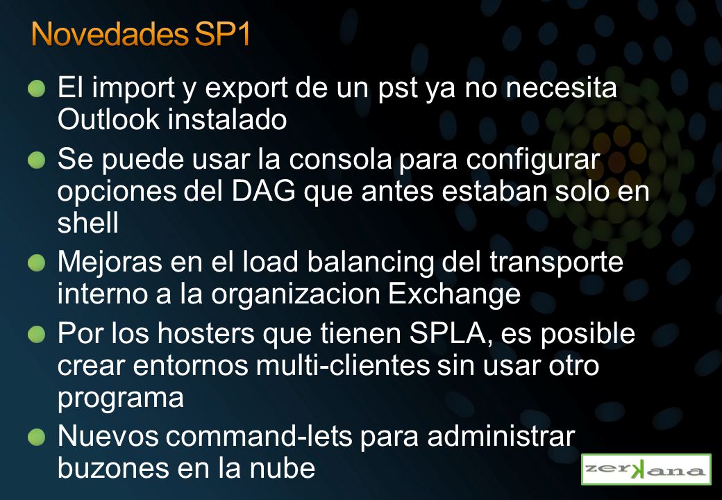 Novedades SP1 El import y export de un pst ya no necesita Outlook instalado.