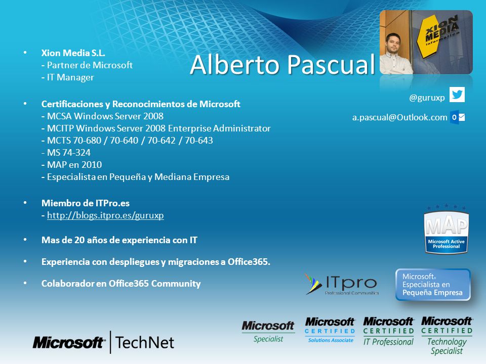 Alberto Pascual Xion Media S.L. - Partner de Microsoft - IT Manager
