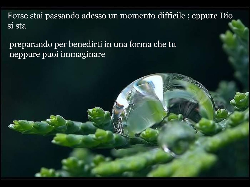 Forse stai passando adesso un momento difficile ; eppure Dio si sta