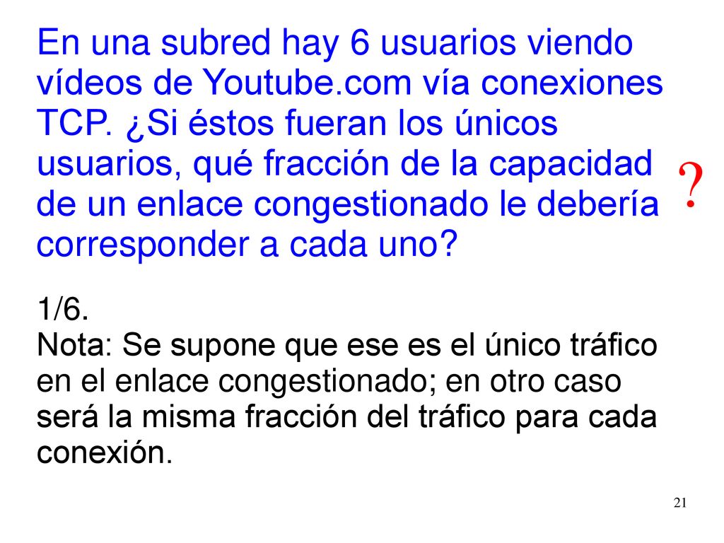 En una subred hay 6 usuarios viendo vídeos de Youtube