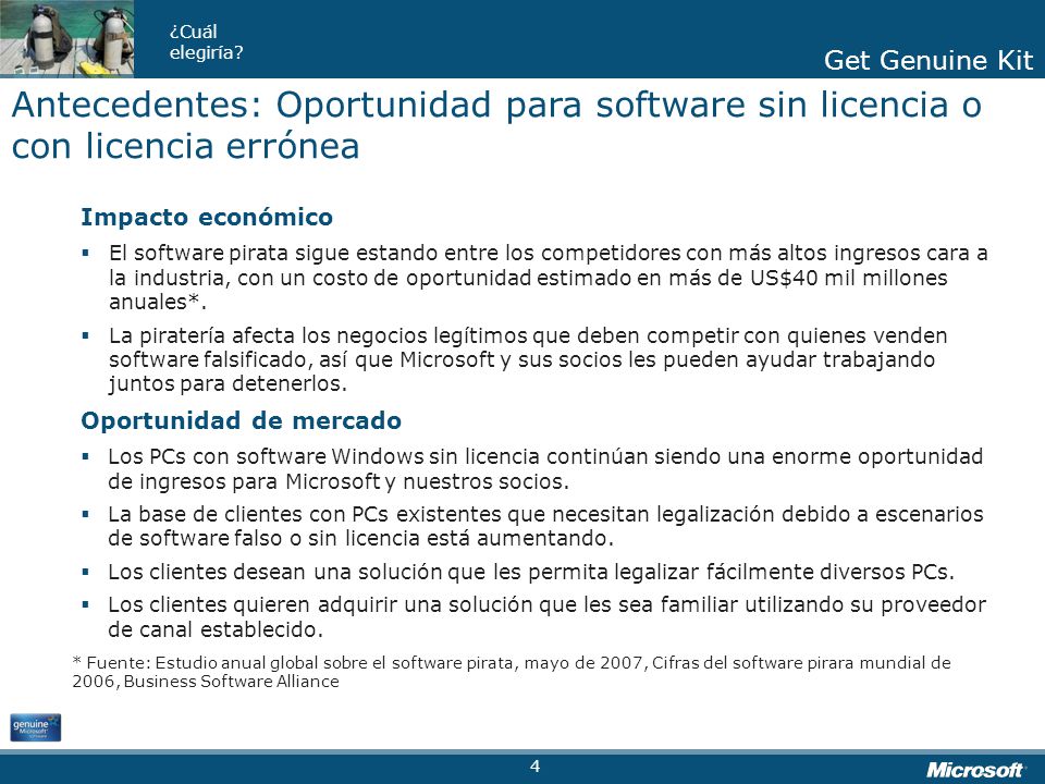 Antecedentes: Oportunidad para software sin licencia o con licencia errónea