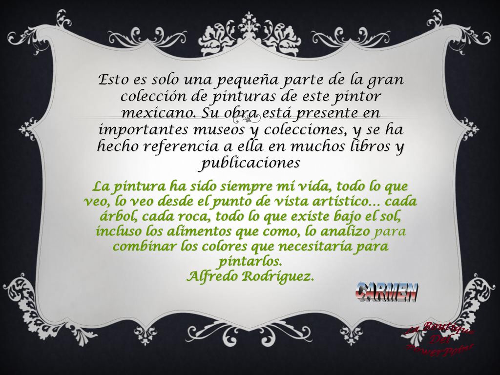 Esto es solo una pequeña parte de la gran colección de pinturas de este pintor mexicano. Su obra está presente en importantes museos y colecciones, y se ha hecho referencia a ella en muchos libros y publicaciones