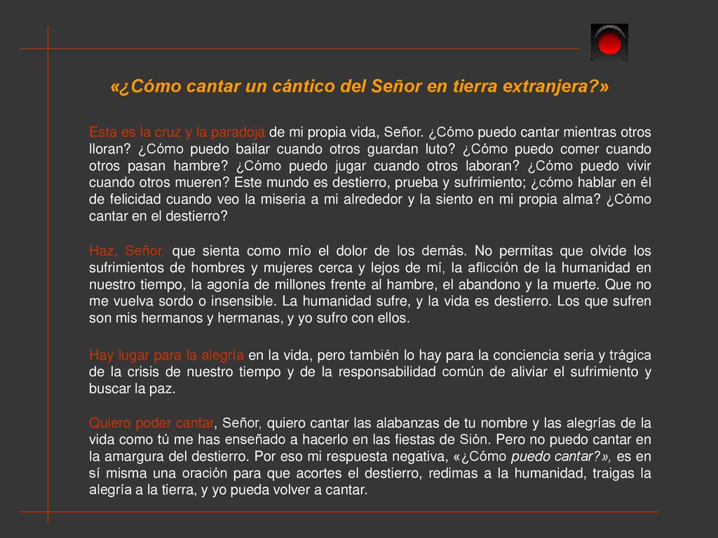 «¿Cómo cantar un cántico del Señor en tierra extranjera »