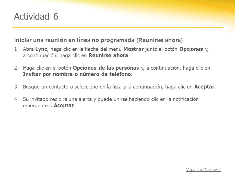 Actividad 6 Iniciar una reunión en línea no programada (Reunirse ahora)