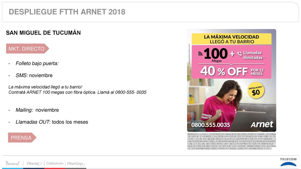 DESPLIEGUE FTTH ARNET 2018 SAN MIGUEL DE TUCUMÁN MKT. DIRECTO