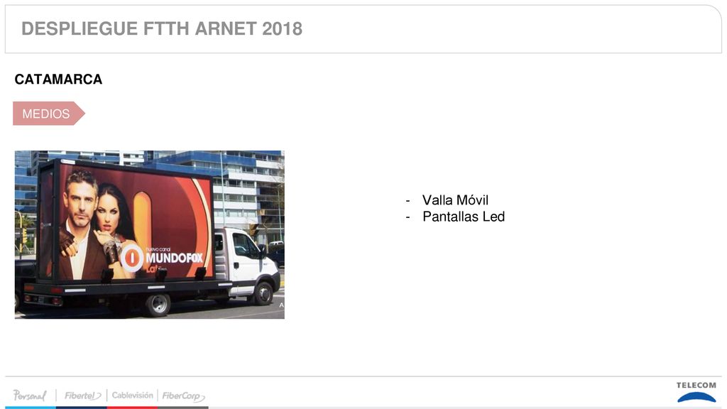 DESPLIEGUE FTTH ARNET 2018 CATAMARCA MEDIOS Valla Móvil Pantallas Led