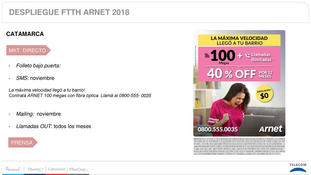 DESPLIEGUE FTTH ARNET 2018 CATAMARCA MKT. DIRECTO Folleto bajo puerta: