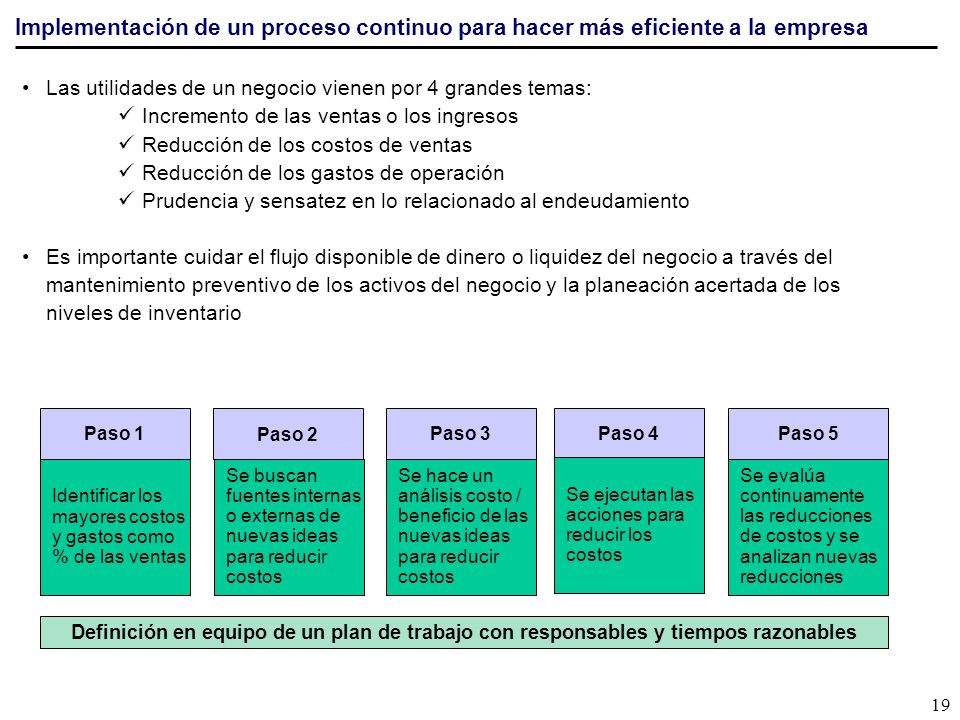 Implementación de un proceso continuo para hacer más eficiente a la empresa