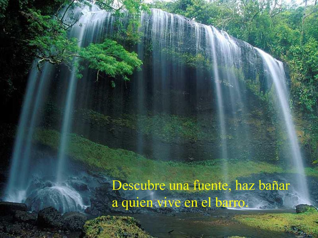 Descubre una fuente, haz bañar a quien vive en el barro.